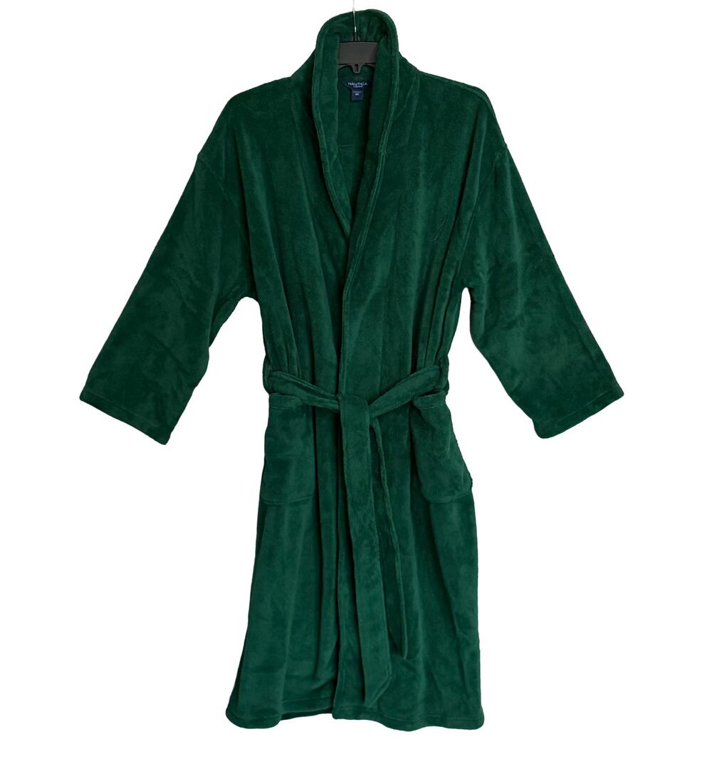 Nautica Plush Fleece Robe Men's One Size Pockets Tidal Green NWT